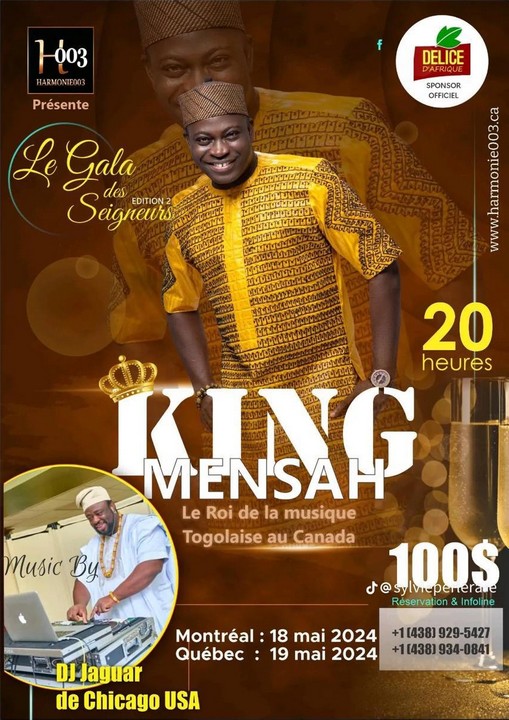 Le roi de la musique togolaise au Canada le 18 et 19 mai 2024
